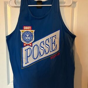 Obey POSSE tank Royal Blue Grey Red Graphic Logo Star 1989 Men's large